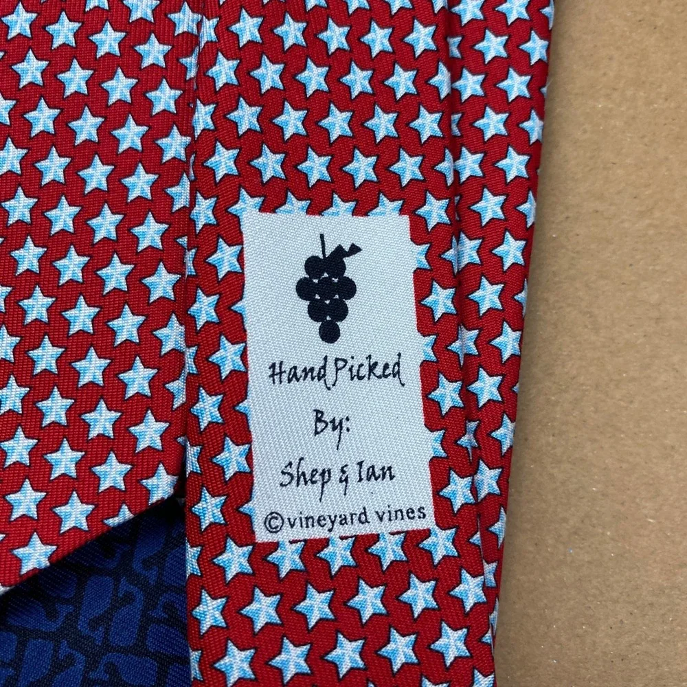 Vineyard Vines Stars Silk Tie Mens OS Red Blue White Patriotic Americana USA